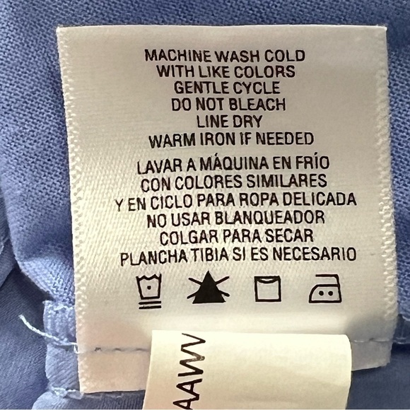 Blue Lace Front Top Size Large Sheer Chiffon Back Button Tab Sleeve Cornflower - Picture 7 of 9